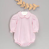 Body com Gola para Bebê Algodão Pima (Menina) - Rosa